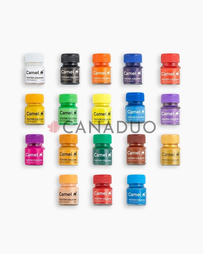 Camel Student Poster Colors - Assorted Carton Pack of 18 Shades in 10 ml - Canaduo