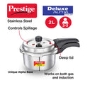 Prestige Deluxe Alpha Stainless Steel Spillage Control Pressure Cooker, 2 Litre - Canaduo